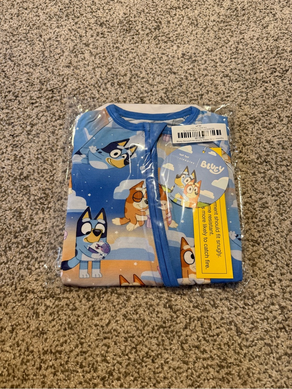 NWT Bluey Sleepytime shorty zippy